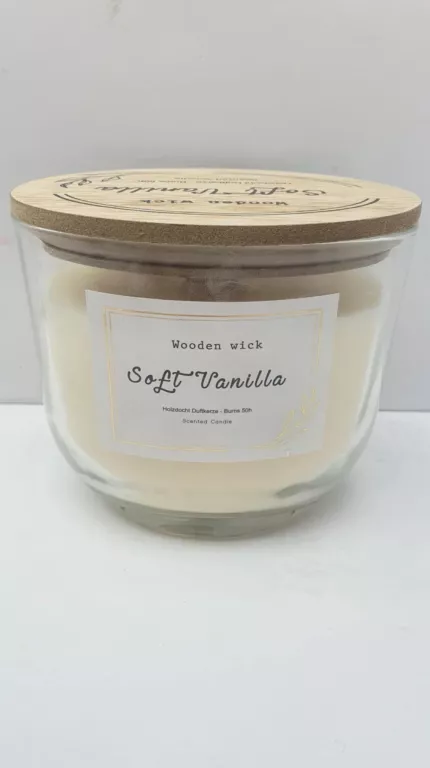 ŚWIECZKA ZAPACHOWA WOODEN WICK SOFT WANILLA 50 H PALENIA