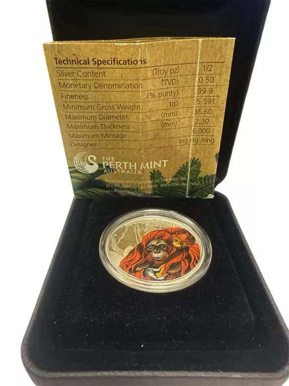 SREBRNA MONETA PERTH MINT ORANGUTAN (MOTHER`S LOVE)