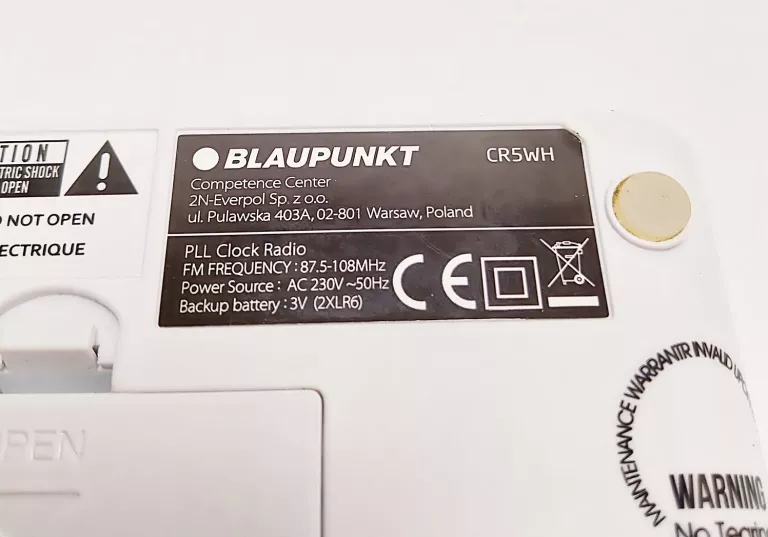 RADIOBUDZIK BLAUPUNKT CR5WH ZEGAR RADIO FM PUD
