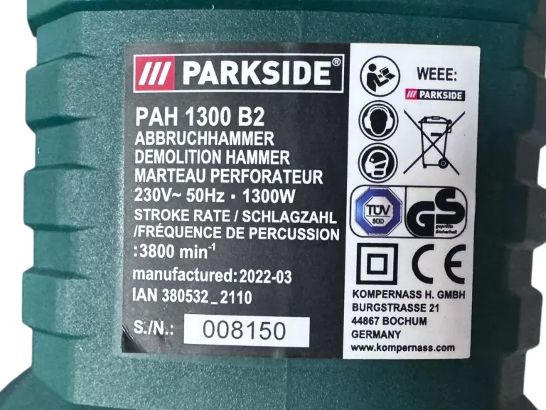 MŁOT WYBURZENIOWY PARKSIDE PAH 1300 B2