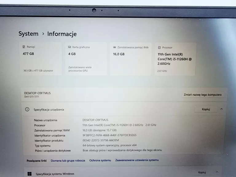 LAPTOP DELL G15 RTX 3050 SŁUCHAWKI STEELSERIES