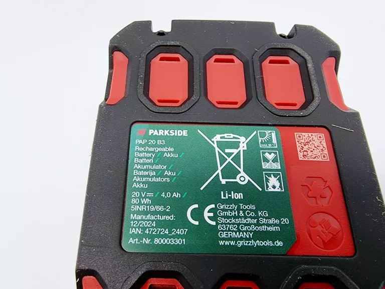 AKUMULATOR LITOWO-JONOWY PARKSIDE 20 V PAP 20 B3 4AH