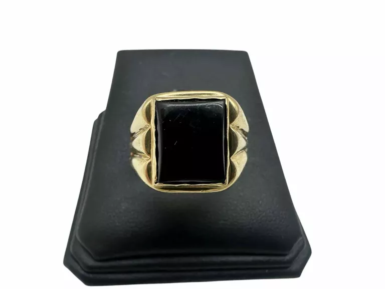 ZJAWISKOWY ZŁOTY SYGNET Z CZARNYM OCZKIEM 585 6,86G R24