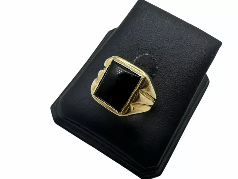 ZJAWISKOWY ZŁOTY SYGNET Z CZARNYM OCZKIEM 585 6,86G R24