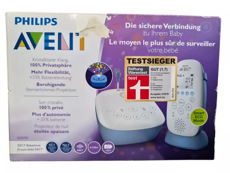 NANIA ELEKTRONICZNA PHILIPS Z KAMERĄ WIDEO PHILIPS AVENT SCD735 BIAŁA