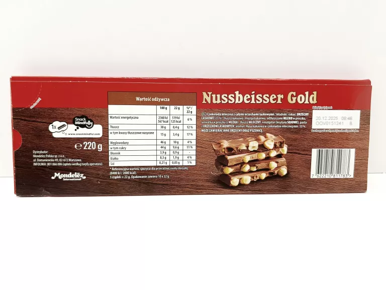 NUSSBEISSER CZEKOLADA MLECZNA Z ORZECHAMI 220 G