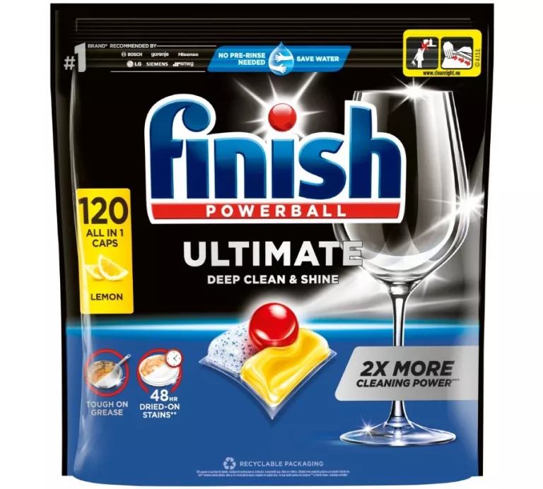 KAPSUŁKI DO ZMYWARKI FINISH POWERBALL ULTIMATE ALL IN 1 LEMON - 120 SZT.