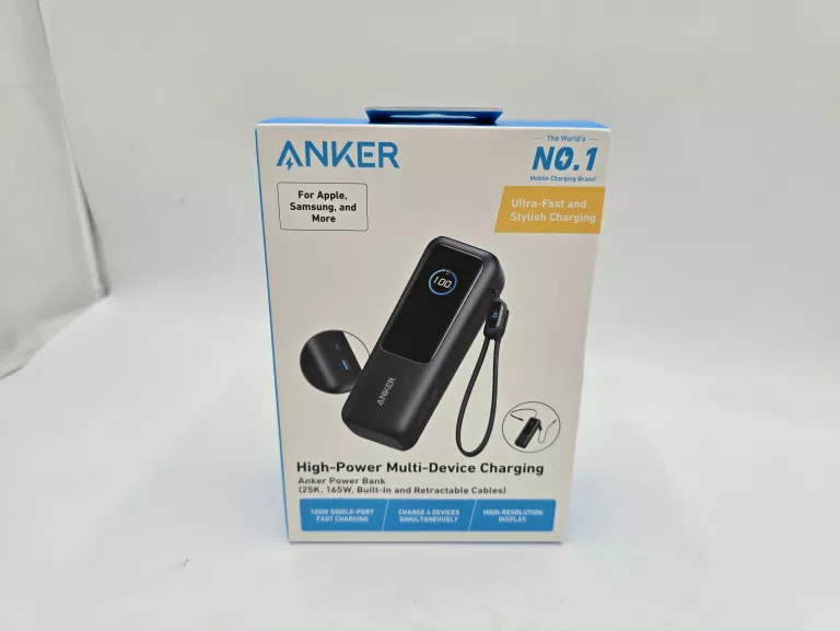 POWERBANK ANKER ULTRA-FAST 25000MAH 165W WBUDOWANY KABEL USB-C CZARNY