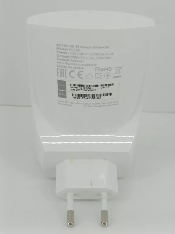 EXTENDER WZMACNIACZ REPEATER WIFI AC750 TP-LINK RE190 V5 750 MBPS ONEMESH