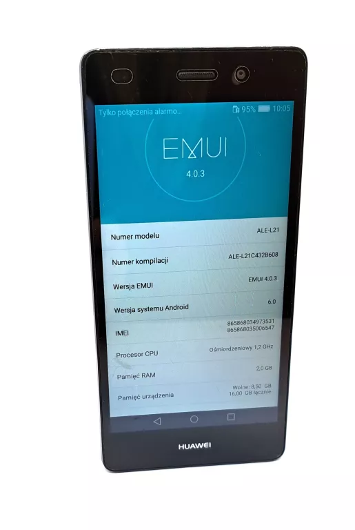 TELEFON HUAWEI ALE-21 + ŁADOWARKA 2/16 GB CZARNY