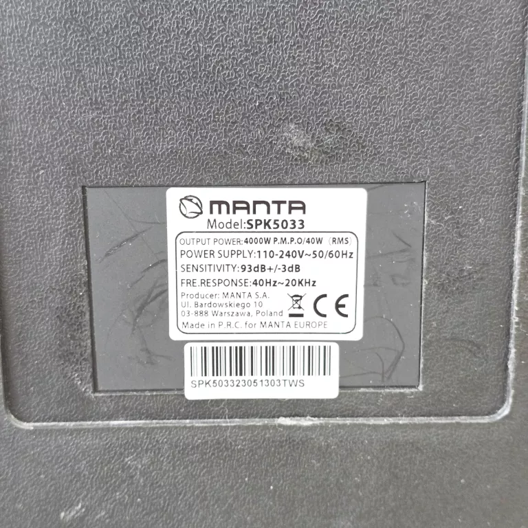 GŁOSNIK MANTA SPK5033 Z AKCESORIAMI