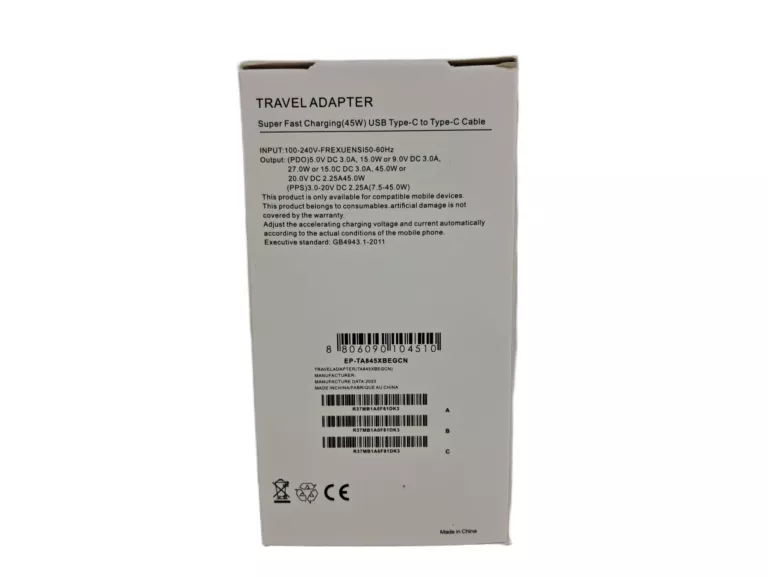 ŁADOWARKA 45W PD ADAPTER USB-C CZARNA
