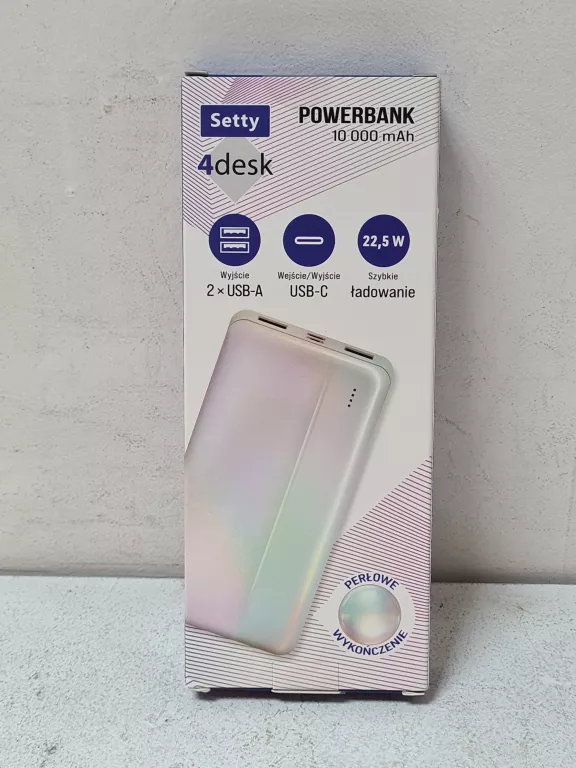 POWERBANK SETTY 10000MAH BIAŁY KOMPLET