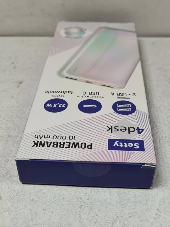 POWERBANK SETTY 10000MAH BIAŁY KOMPLET
