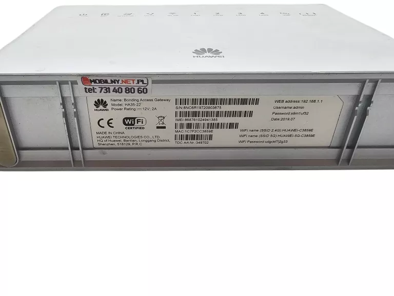 ROUTER HUAWEI HA35-22 KARTA SIM 4G LTE ADSL VDSL WIFI 2,4/5 AC1200 4XGE US