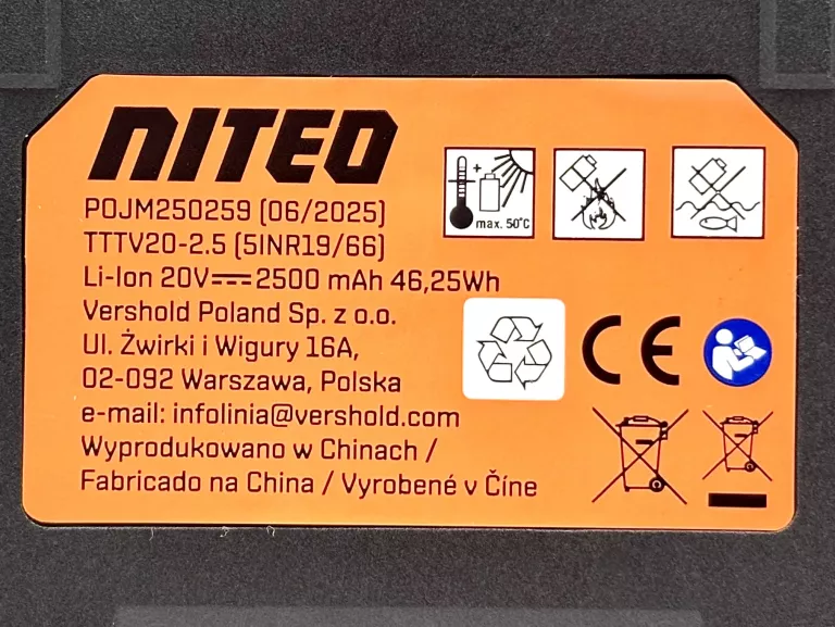 AKUMULATOR NITEO 20V 2,5AH BATERIA LI-ION (06/2025)