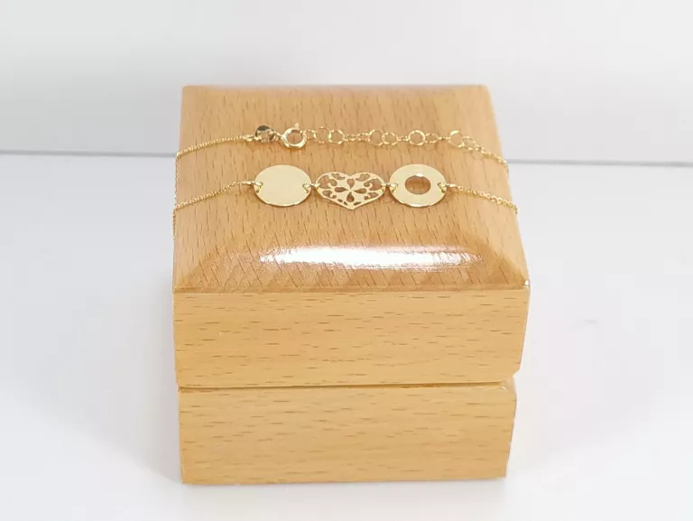 NOWA ZŁOTA BRANSOLETKA CELEBRYTKA 585 1,20G KOŁA 18,5 CM