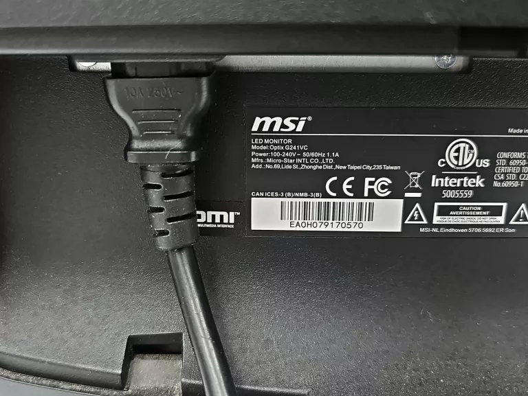 MONITOR MSI OPTIX G241VC, KABEL ZASILAJĄCY