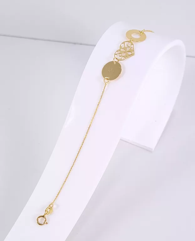 NOWA ZŁOTA BRANSOLETKA CELEBRYTKA 585 1,20G KOŁA 18,5 CM