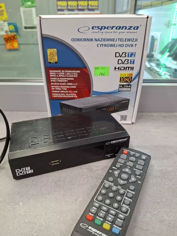 TUNER DVB-T2 ESPERANZA EV104 + PILOT
