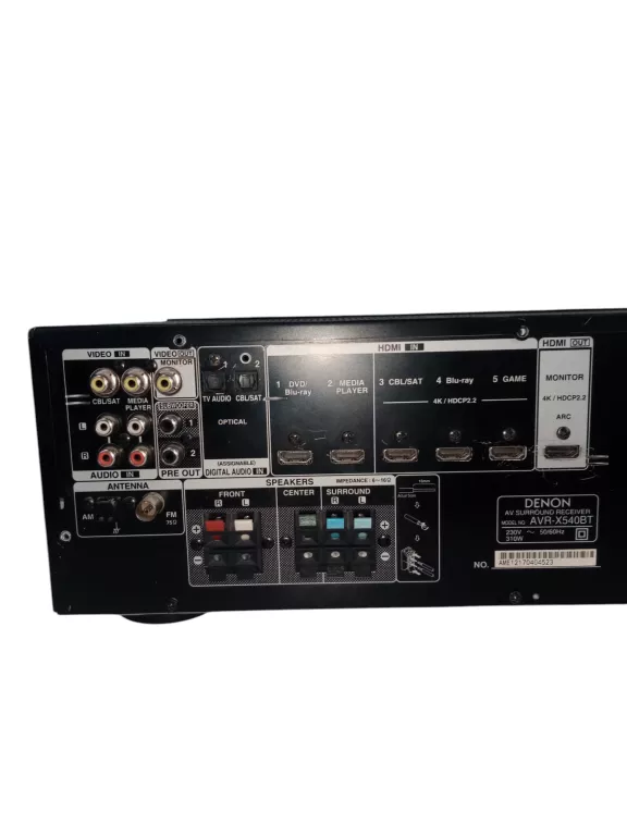 AMPLITUNER KINA DENON AVR-X540BT 5.2 HDMI 4K PILOT ZASILACZ