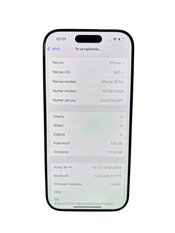TELEFON IPHONE 16 PRO 128GB BAT. 100% OPIS!!!