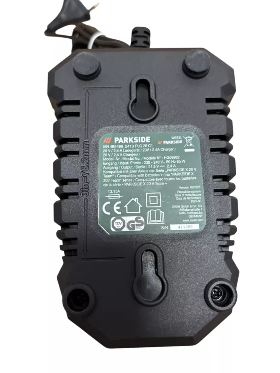 AKUMULATOR PARKSIDE 20V 2AH (HG08297) + ŁADOWARKA PLG 20 C1 (HG08982)
