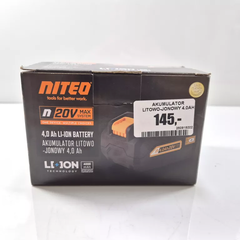 AKUMULATOR LITOWO-JONOWY 4.0AH NITEO N20V MAX SYSTEM