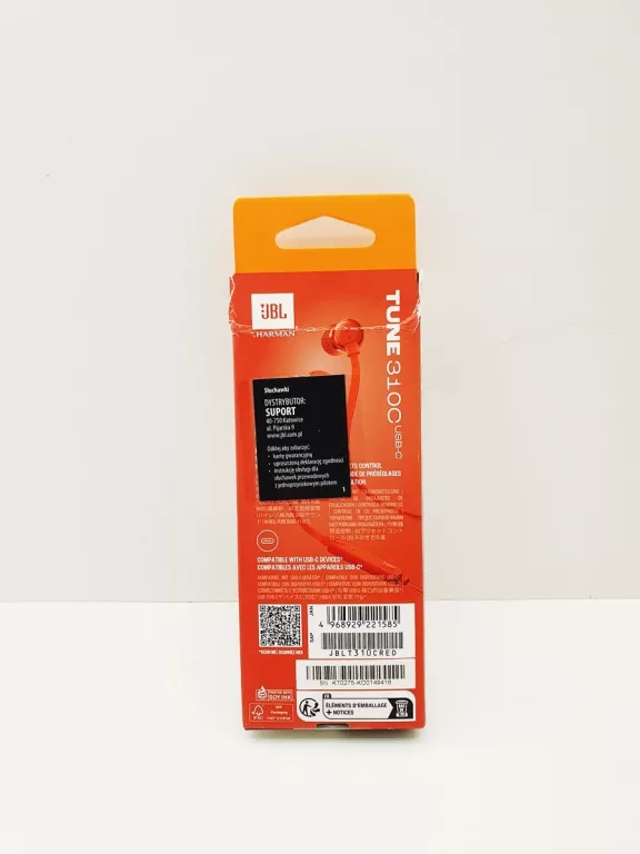 SŁUCHAWKI PRZEWODOWE DOKANAŁOWE JBL TUNE 310C USB-C CZERWONE
