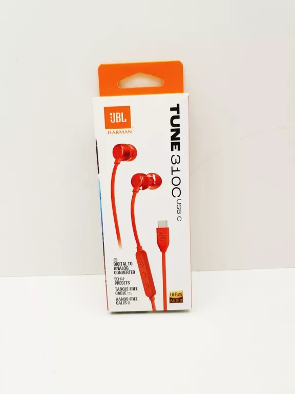 SŁUCHAWKI PRZEWODOWE DOKANAŁOWE JBL TUNE 310C USB-C CZERWONE