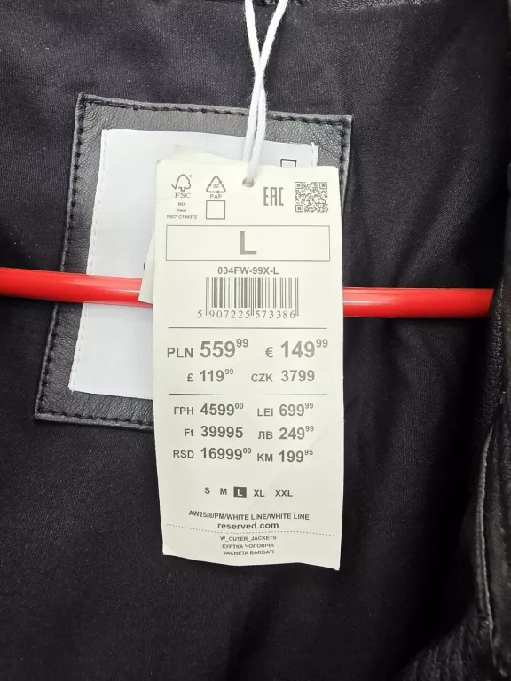 RESERVED SKÓRZANA KURTKA BIKER ROZMIAR L 034FW-99X