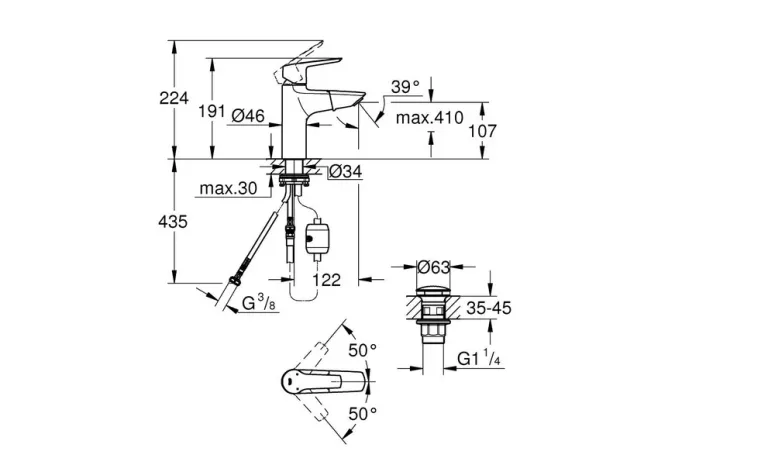 GROHE QUICKFIX START BATERIA UMYWALKOWA CHROM  23978003