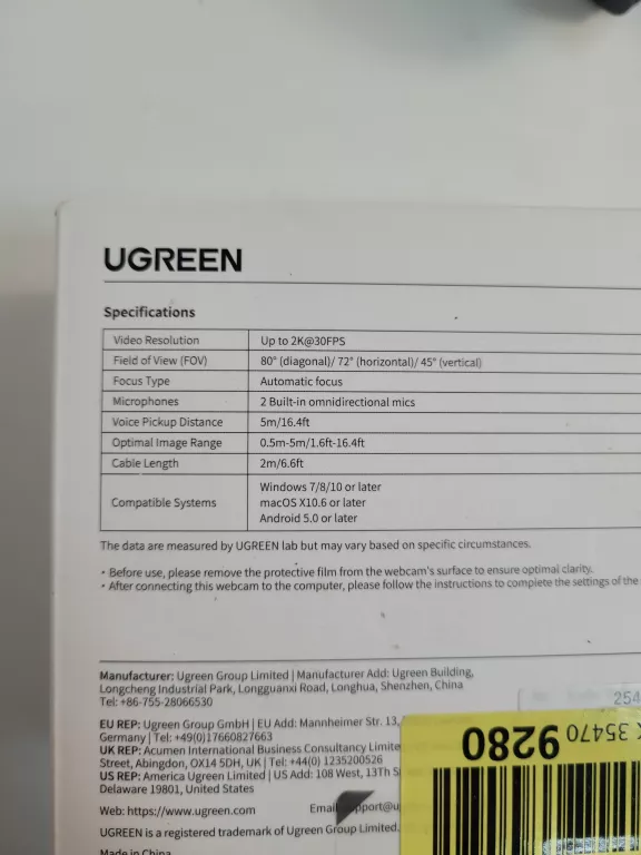 KAMERA INTERNETOWA UGREEN CM717