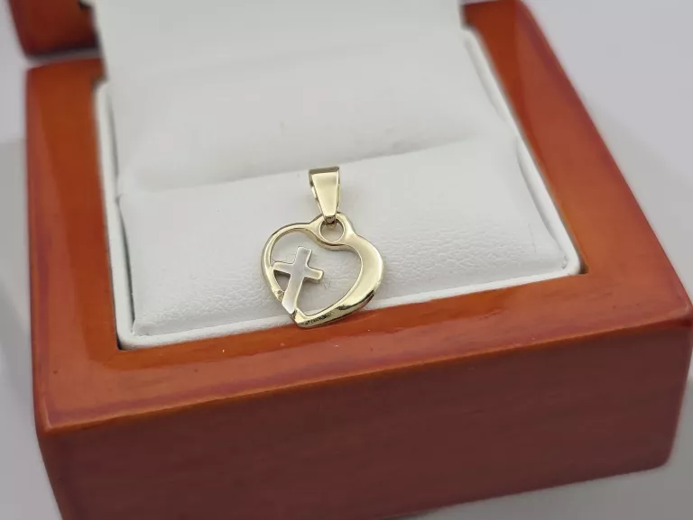 ZŁOTA ZAWIESZKA SERCE Z KRZYŻYKIEM - 588 14K 0,70G