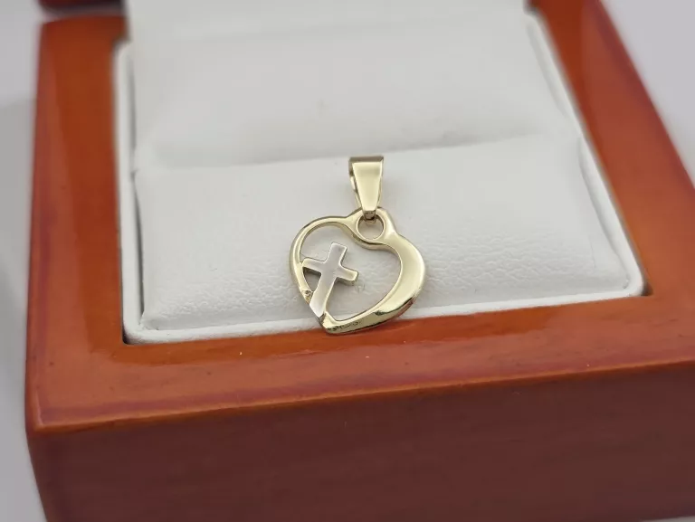 ZŁOTA ZAWIESZKA SERCE Z KRZYŻYKIEM - 588 14K 0,70G