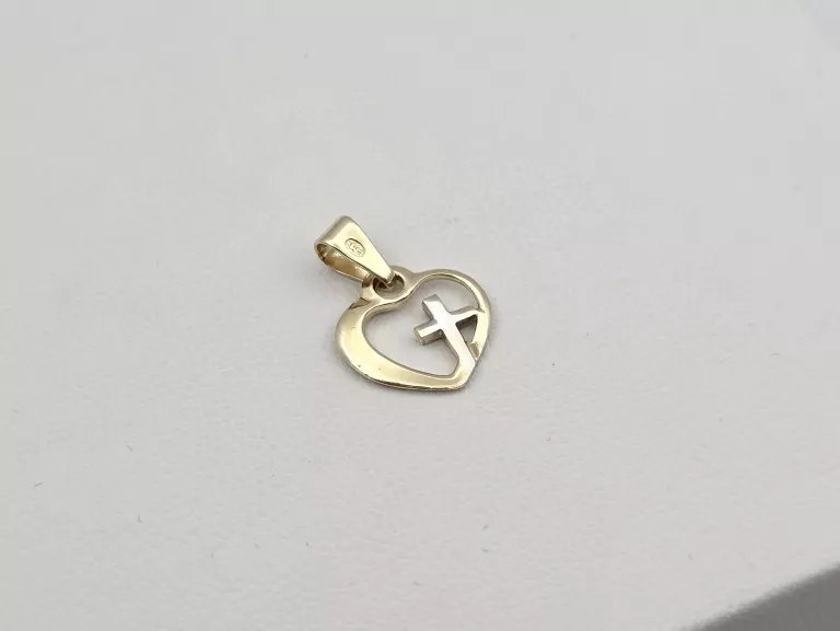 ZŁOTA ZAWIESZKA SERCE Z KRZYŻYKIEM - 588 14K 0,70G