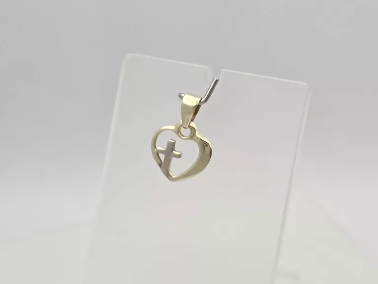 ZŁOTA ZAWIESZKA SERCE Z KRZYŻYKIEM - 588 14K 0,70G