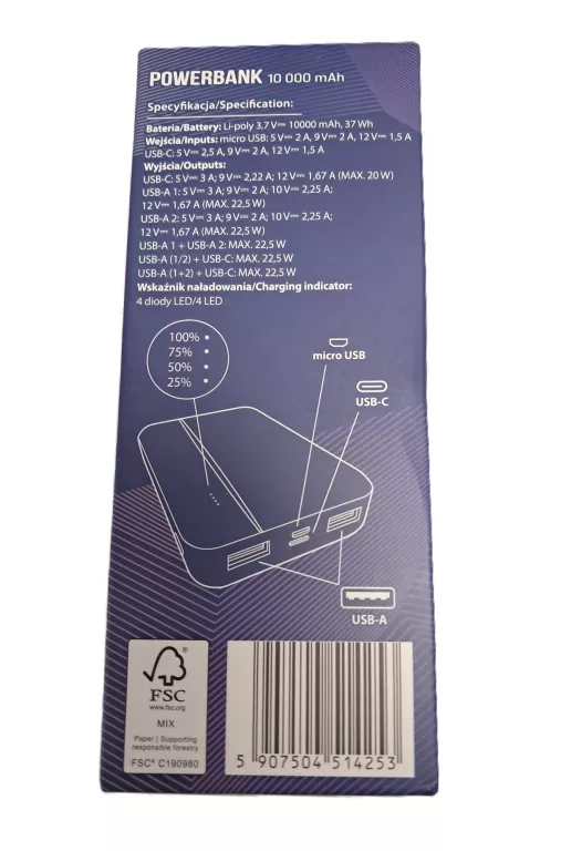 SETTY POWERBANK 22,5W 10000MAH PERŁOWY