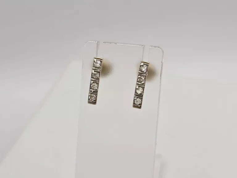 ZŁOTE KOLCZYKI SZTYFT CYRKONIE - 585 14K 1,20G