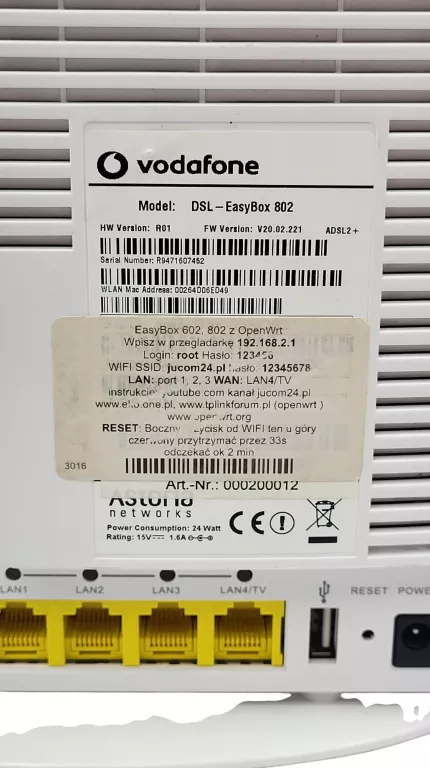 ROUTER VODAFONE EASYBOX 802 4G LTE USB 2.0 WIFI