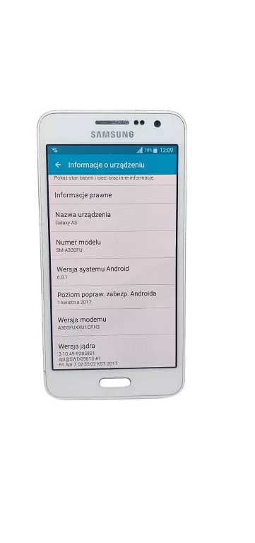 TELEFON SAMSUNG GALAXY A3 BIAŁY 1GB / 16GB