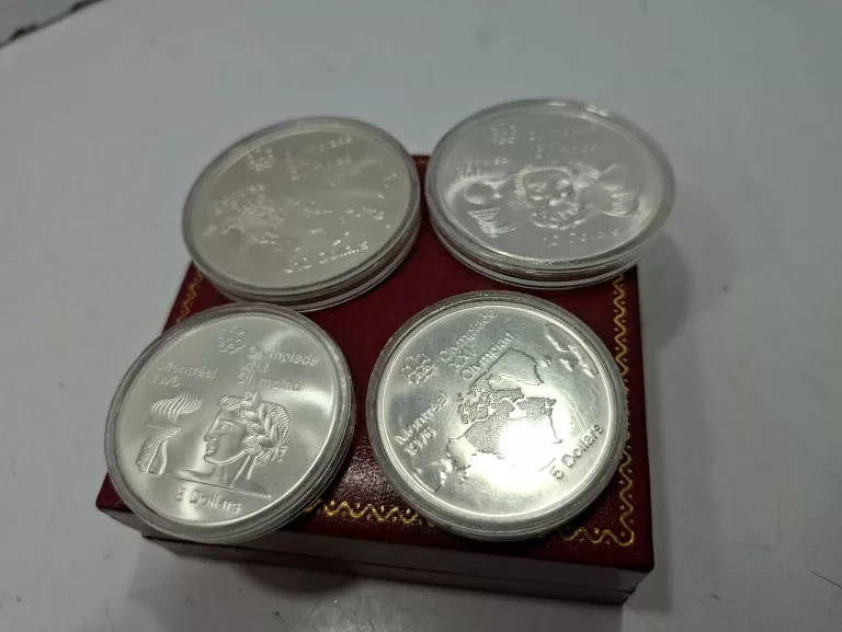 ZESTAW SREBRNYCH MONET CANADA 1973-1976 10 I 5 DOLARÓW