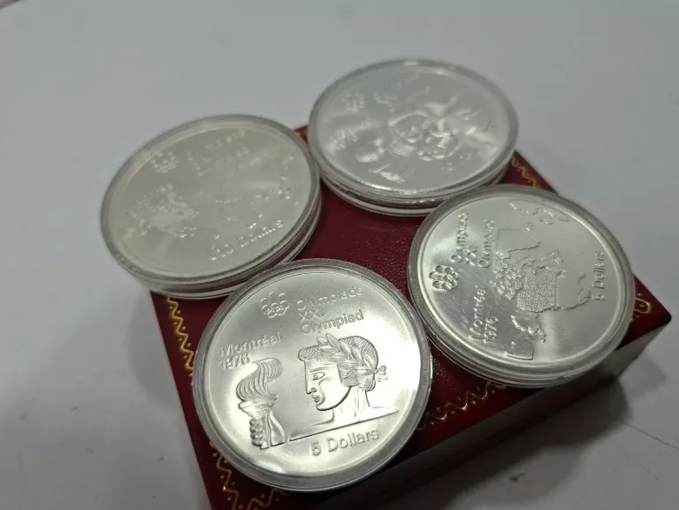 ZESTAW SREBRNYCH MONET CANADA 1973-1976 10 I 5 DOLARÓW
