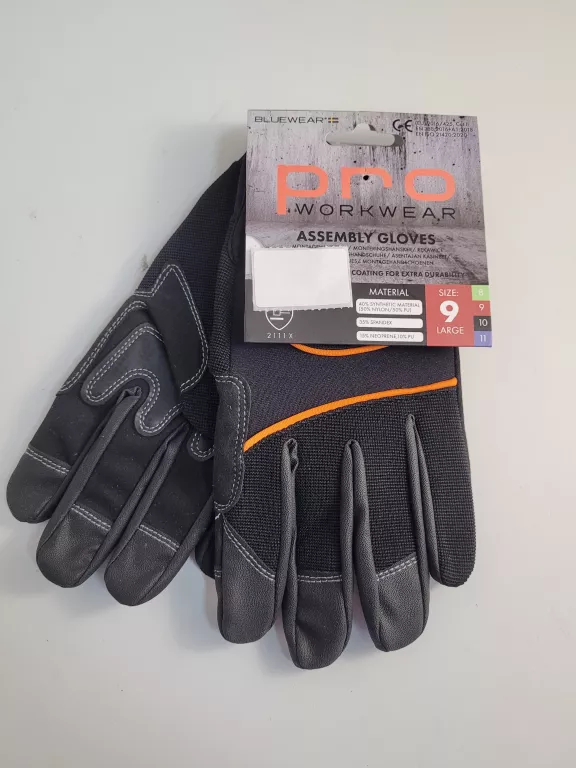 PRO WORKWEAR RĘKAWICE OCHRONNE ROZMIR 9 CZARNE