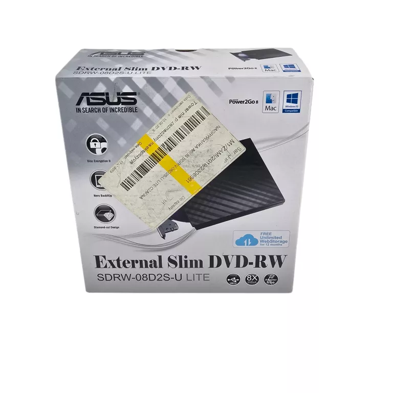 NAGRYWARKA DVD ZEWNĘTRZNA ASUS SDRW-08D2S-U