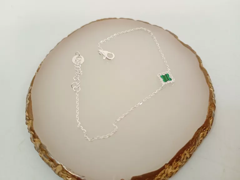 SREBRNA BRANSOLETKA Z KONICZYNKĄ DŁ16,5+2,5CM