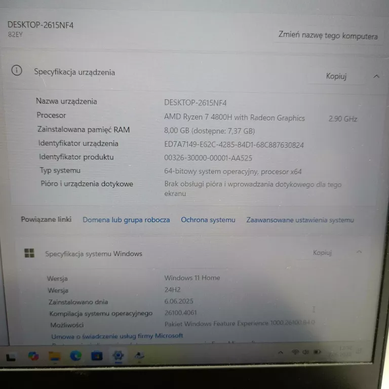 LAPTOP LENOVO GAMING 3 RYZEN 7 4800H 8/500GB GTX 1650