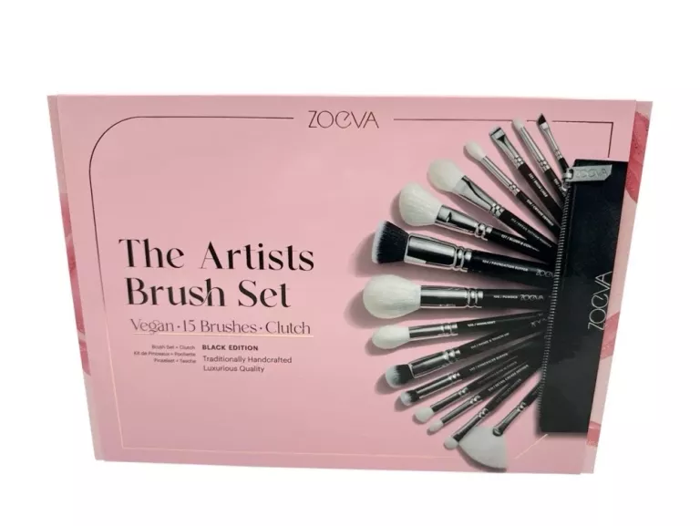 ZOEVA THE ARTISTS BRUSH SET SILVER ZESTAW  BSN15A BLACK EDITION / 15 SZTUK