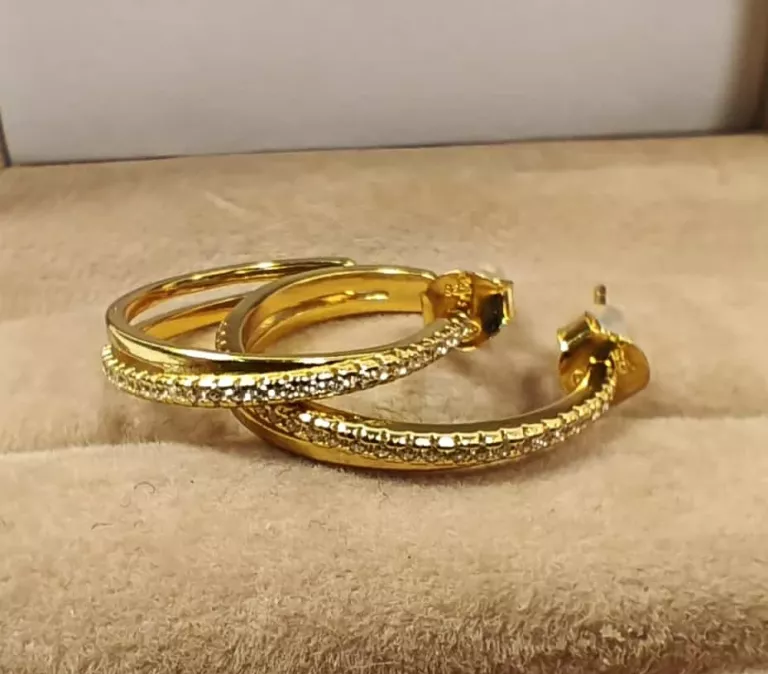 ELEGANCKIE SREBRNE KOLCZYKI SREBRO POZŁACANE PRÓBA 925  4049077847879