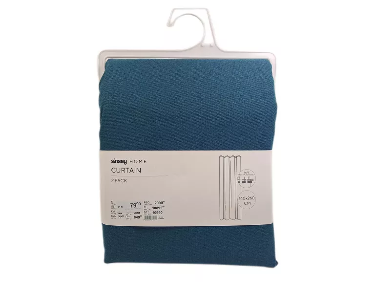 PIĘKNE ZASŁONY 140X260CM 2 PACK MORSKI KOLOR SINSAY